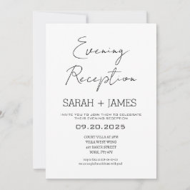 Invitación Elegante Boda de recepción de color blanco negro