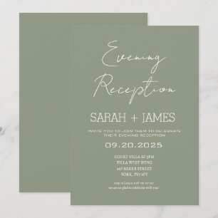 Invitación Elegante Boda de recepción Sage Green Evening