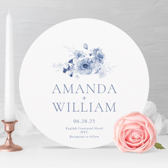 Invitación Elegante Boda de redondeo floral azul turquesa (Subido por el creador)