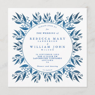 Invitación Elegante Boda de Relieve metalizado azul de la Mar