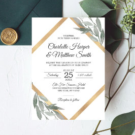 Invitación Elegante Boda de Relieve metalizado dorado de bifu