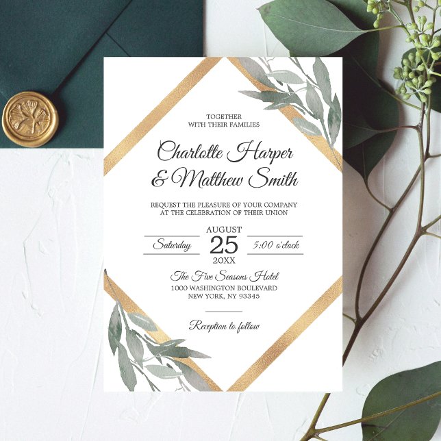 Invitación Elegante Boda de Relieve metalizado dorado de bifu (Subido por el creador)