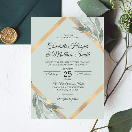 Invitación Elegante Boda de Relieve metalizado dorado de sabi