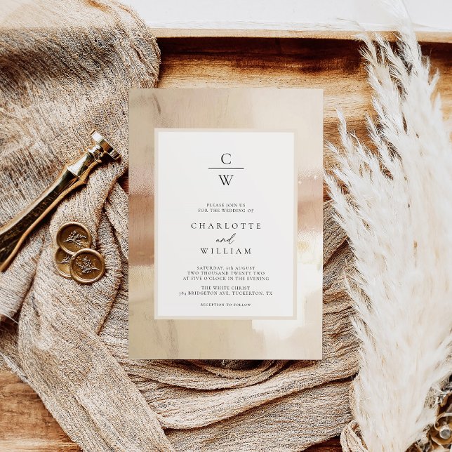 Invitación Elegante Boda de resumen de oro cepillado (Subido por el creador)