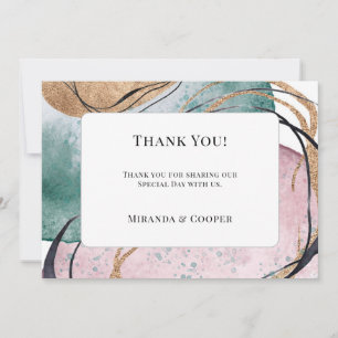 Invitación Elegante Boda de Resumen Verde azulado Rosa - Tarj