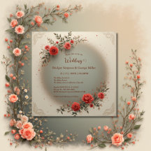 Elegante boda de rosa floral beige vintage