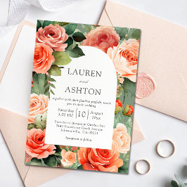 Invitación Elegante Boda de Rosa Floral Peach