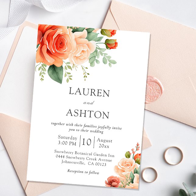 Invitación Elegante Boda de Rosa Floral Peach (Subido por el creador)