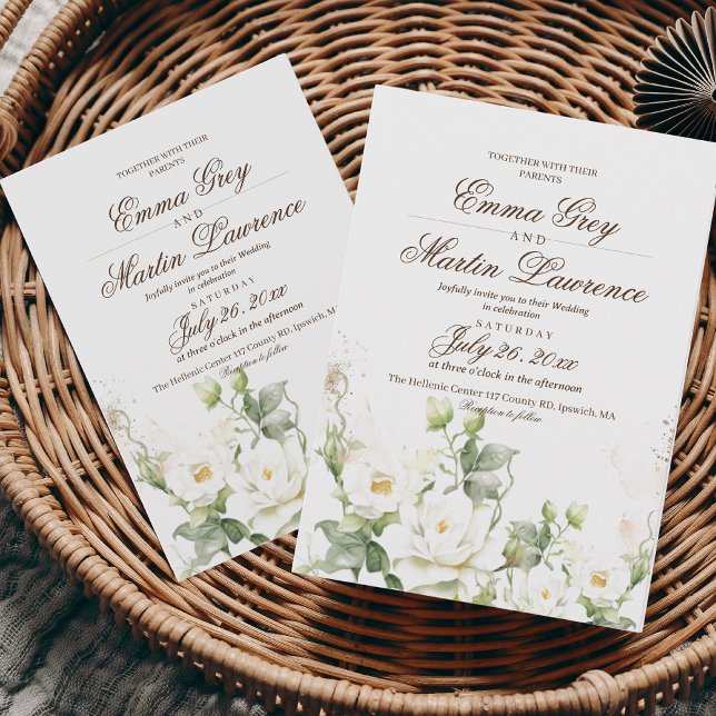 Invitación Elegante Boda de rosas blancas (Subido por el creador)