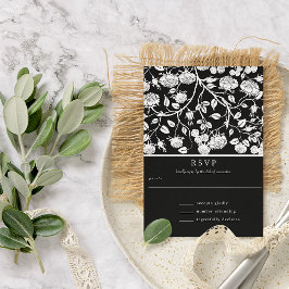 Invitación Elegante Boda de rosas blancas y negras