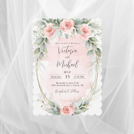 Invitación Elegante Boda de Rosas de color rosa Rubor Waterco