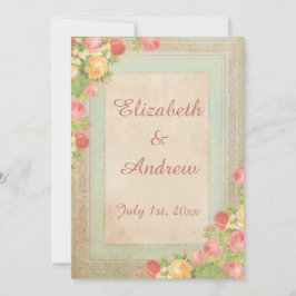 Invitación Elegante Boda de Rosas de época