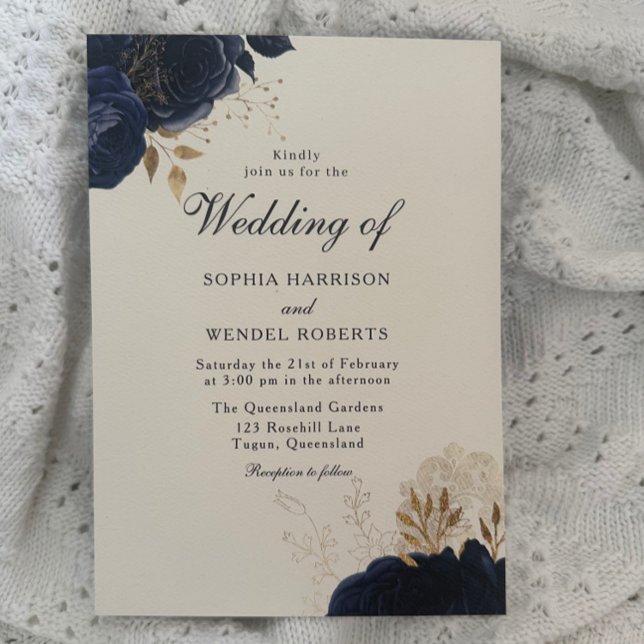 Invitación Elegante Boda de Rosas de la Marina Clásica (Subido por el creador)