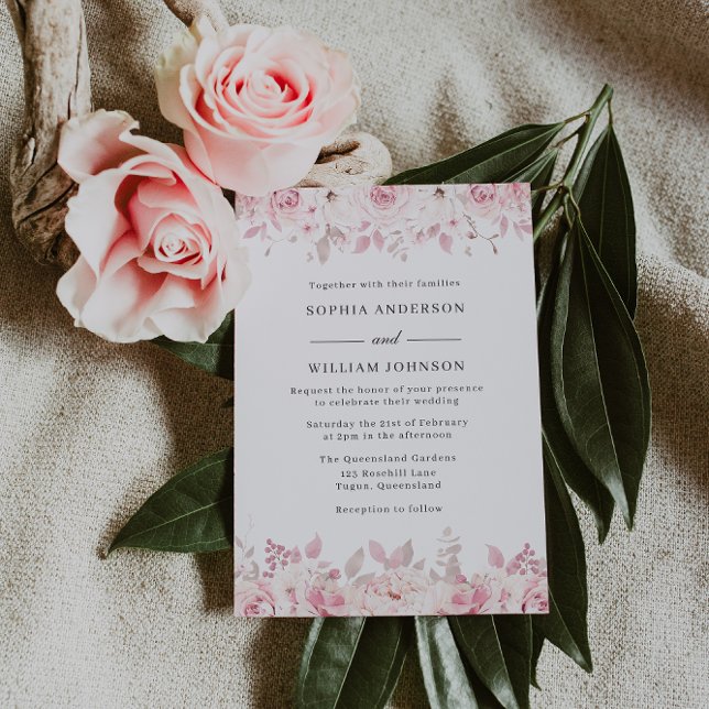 Invitación Elegante Boda de Rosas florales de acuarela de Rub (Subido por el creador)