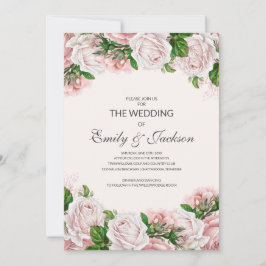 Invitación Elegante Boda de Rosas florales rosas de Rubor