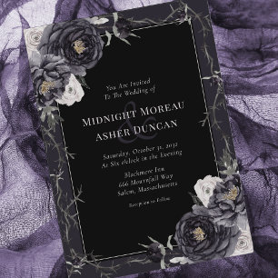 Invitación Elegante Boda de Rosas góticos