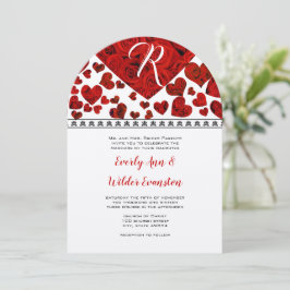 Invitación Elegante Boda de Rosas Rojas y Corazón