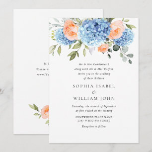 Invitación Elegante Boda de rosas rosadas de Rubor Hydrangea