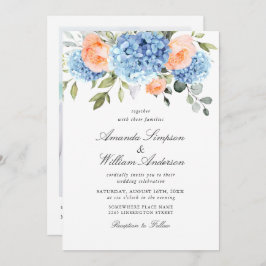 Invitación Elegante Boda de rosas rosadas de Rubor Hydrangea