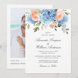 Invitación Elegante Boda de rosas rosadas de Rubor Hydrangea