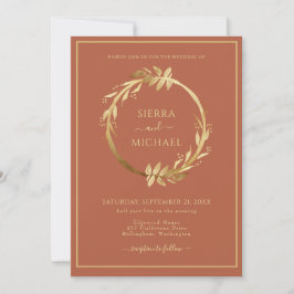 Invitación Elegante Boda de roya de terracota dorada