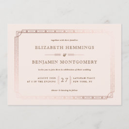 Invitación Elegante Boda de Rubor de borde de Relieve metaliz