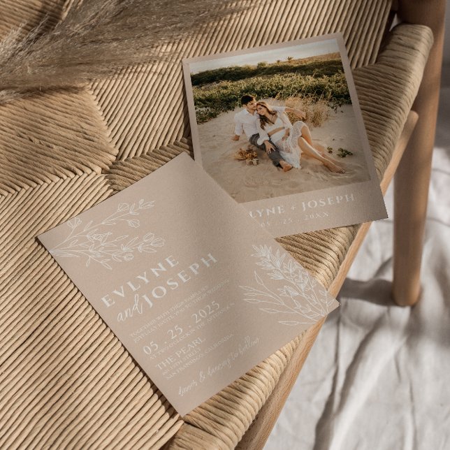 Invitación Elegante Boda de Rubor Herbal Boho (Subido por el creador)