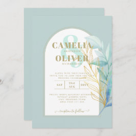 Invitación ELEGANTE Boda de sabio de hoja de oro de vidrio de