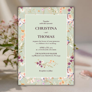 Invitación Elegante Boda de Sage Boho Wildflowers