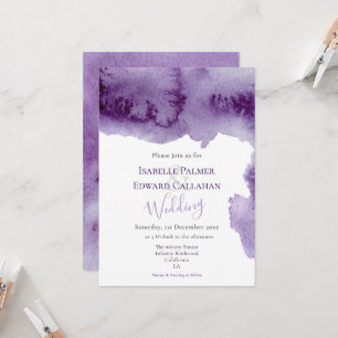 Invitación Elegante Boda de Salpicaduras de Acuarela Violeta 