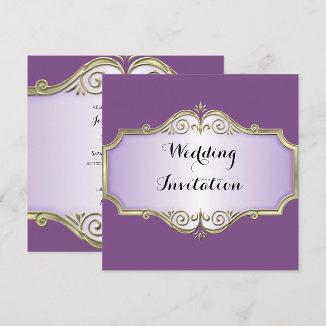Invitación Elegante Boda de Seda Antigua (Anverso / Reverso)