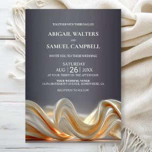 Invitación Elegante Boda de seda dorada