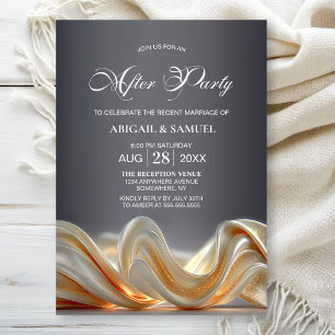 Invitación Elegante Boda de seda dorada tras Fiesta
