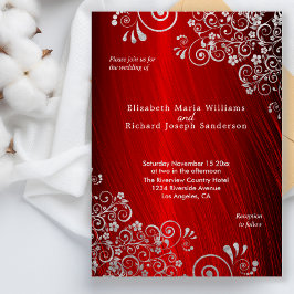 Invitación Elegante Boda de Swift Gris Gris Rojo Ruby