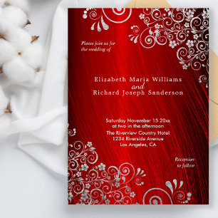 Invitación Elegante Boda de Swift Gris Gris Rojo Ruby