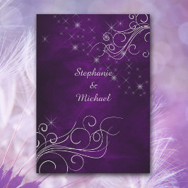 Invitación Elegante Boda de Swirl Purple Silver Star