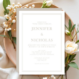 Invitación Elegante Boda de Taupe Formal