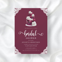 Invitación Elegante Boda de té de Borgoña Ducha de novia