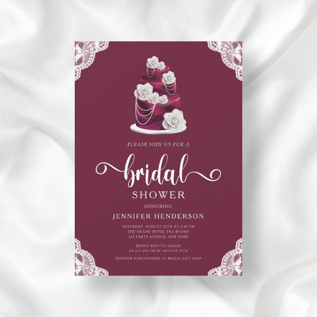 Invitación Elegante Boda de té de Borgoña Ducha de novia (Subido por el creador)