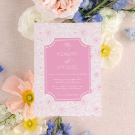 Invitación Elegante Boda de tela francesa rosa floral