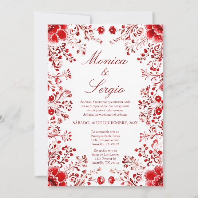Invitación Elegante boda de temática mexicana (Anverso)