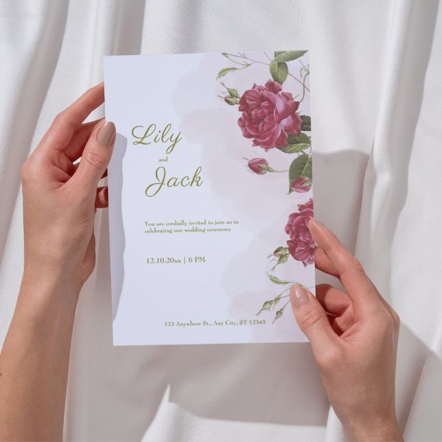 Invitación Elegante Boda de temática Rosa (Subido por el creador)