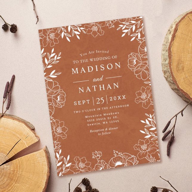 Invitación Elegante Boda de Terracota de Flor de Tierra (Subido por el creador)