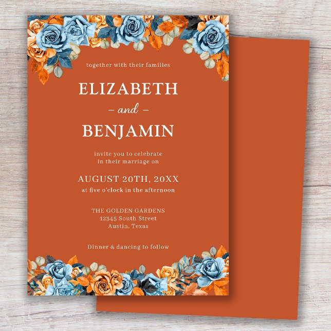 Invitación Elegante Boda de Terracota de la Marina floral rús (Subido por el creador)