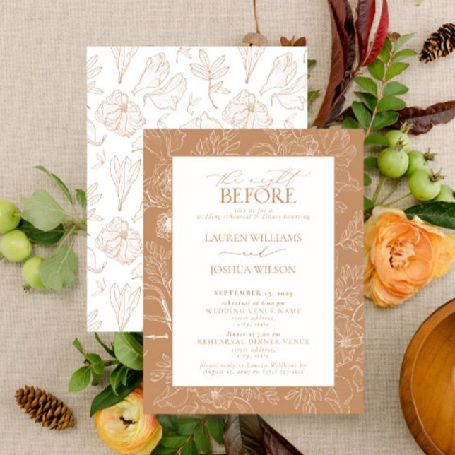 Invitación Elegante Boda de Terracota Floral Cena (Subido por el creador)
