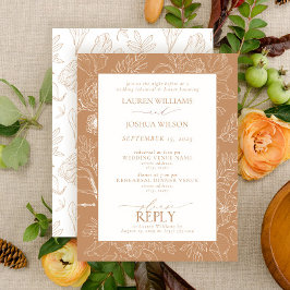 Invitación Elegante Boda de Terracota Floral Cena