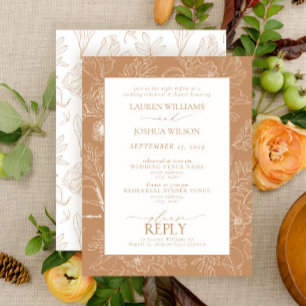 Invitación Elegante Boda de Terracota Floral Cena