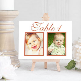 Invitación Elegante Boda de Terracota Número de tabla de foto