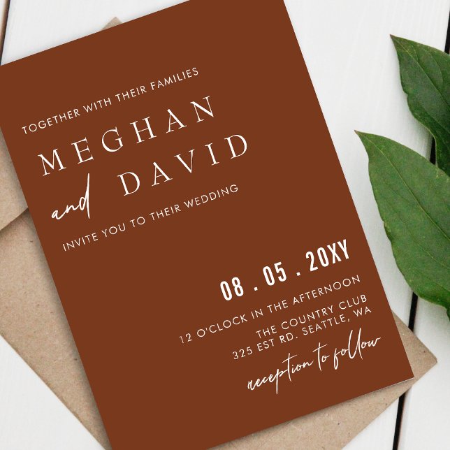 Invitación Elegante Boda de Terracota Simple Escrito A Mano (Subido por el creador)