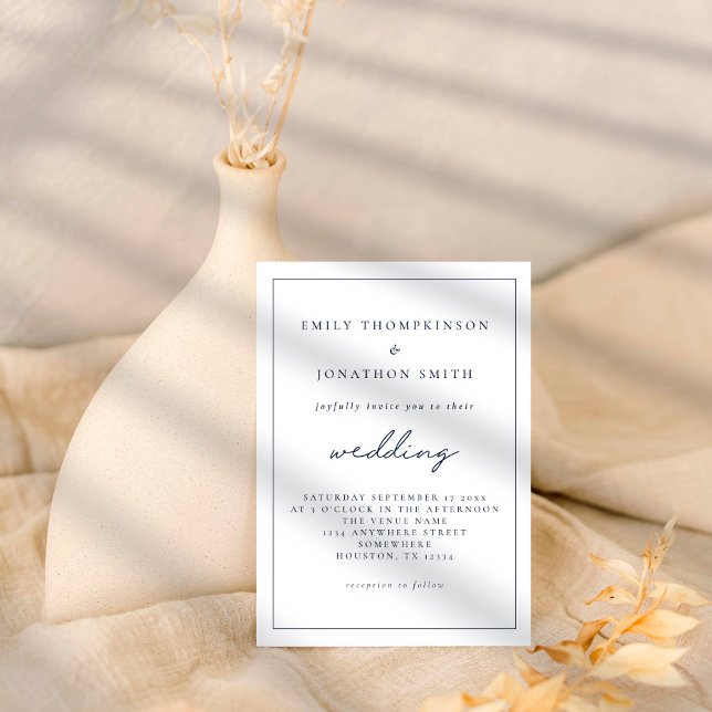 Invitación Elegante Boda de texto azul de la Marina de Guerra (Subido por el creador)